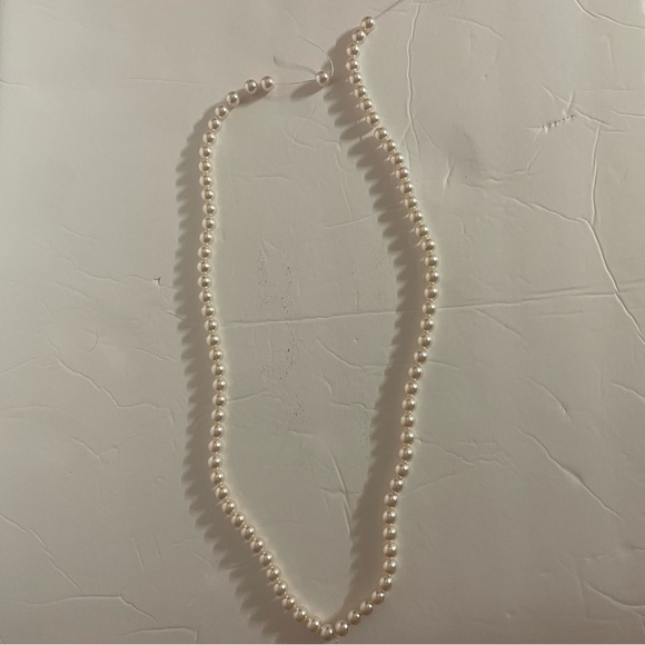 Women’s Long White Pearls Necklace - Picture 2 of 4